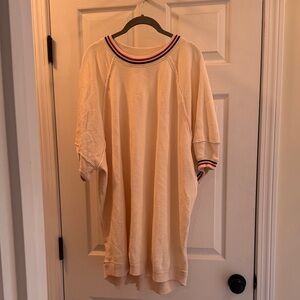 We The Free Cream Jersey Top with Red and Blue Trim